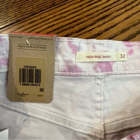 Levi’s High Rise Shorts White, Purple/Lavender & Pink Tie Dye Size 14/32 Denim - Picture 4 of 8